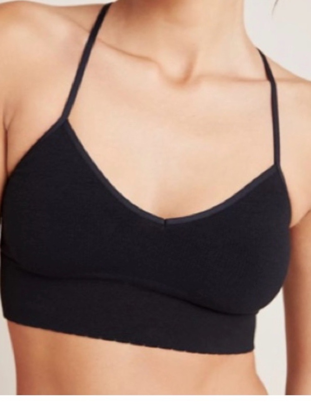 ANTHROPOLOGIE Floreat Bralette Seamless T-Back M/L Black
